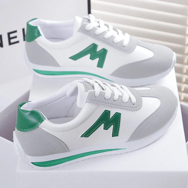 New 2024 Women Casual Walking Shoes Summer Flat Lace Up Leather High
