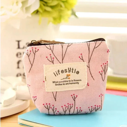 Fashion Flower Pattern Coin Purses Small Fresh Canvas Coin Wallet Lady