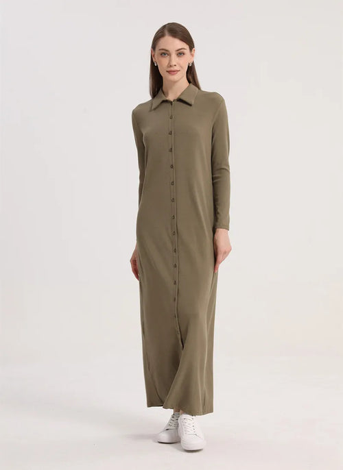 AS 2024 maxi dress button design woman clothes full sleeve Ankle