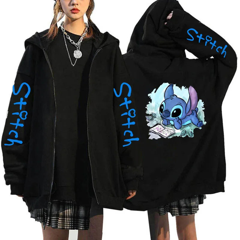 Oversized Y2k Zip-up Hoodie Disney Women's Lilo & Stitch Costume