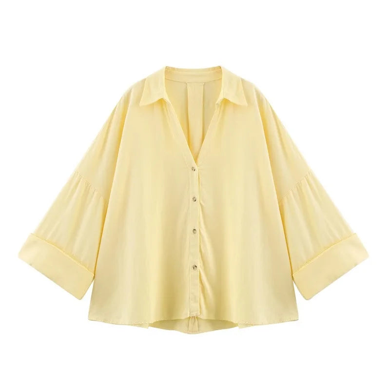MUJER Women's Shirts Striped Oversize Shirts for Women Wide Sleeve