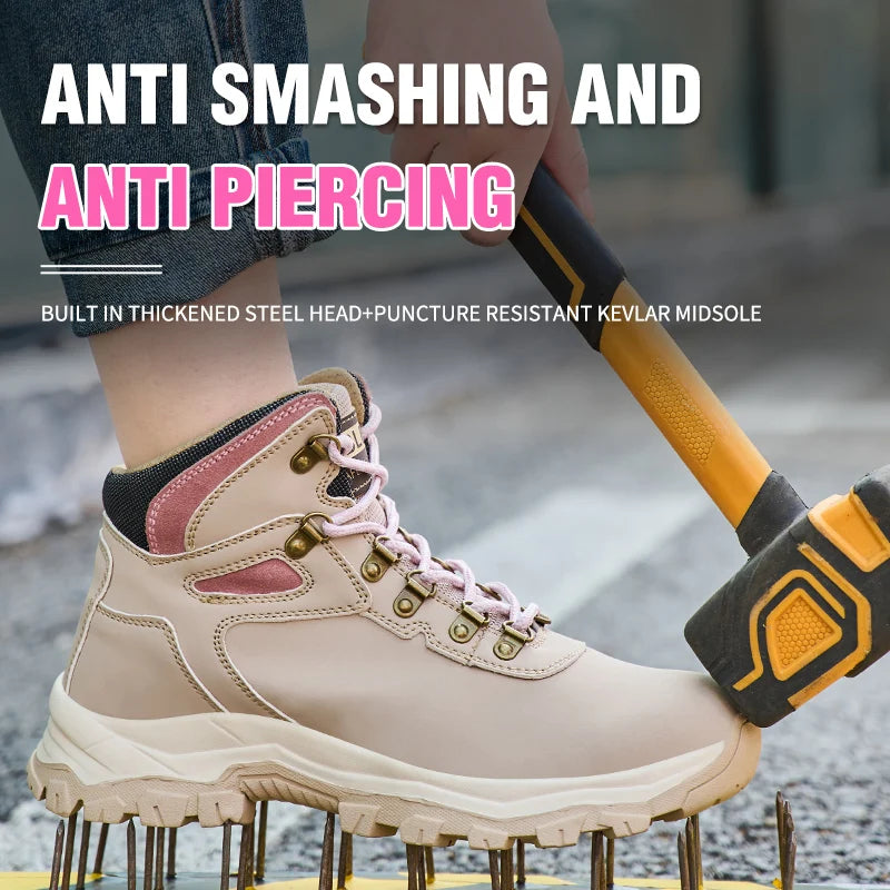 Waterproof Steel Toe Safety Boots for Women Anti-Smash Design,