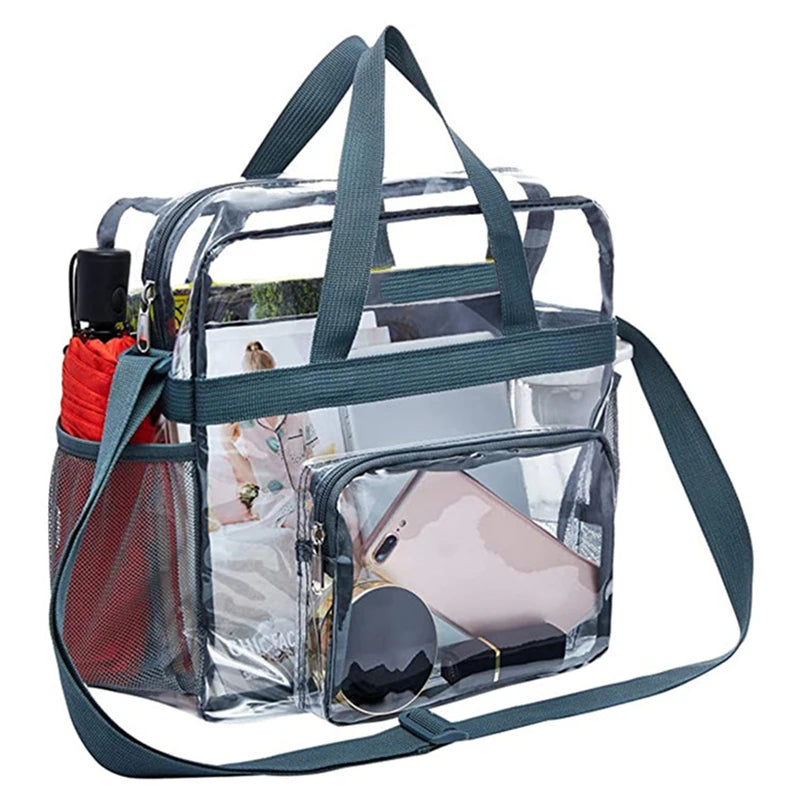 Portable PVC Transparent Shoulder Crossbody Bag Tote Satchel Handbag