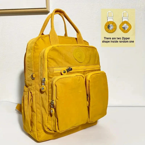 Fashion Woman Backpack Waterproof Nylon Soft Handle Solid Multi-pocket