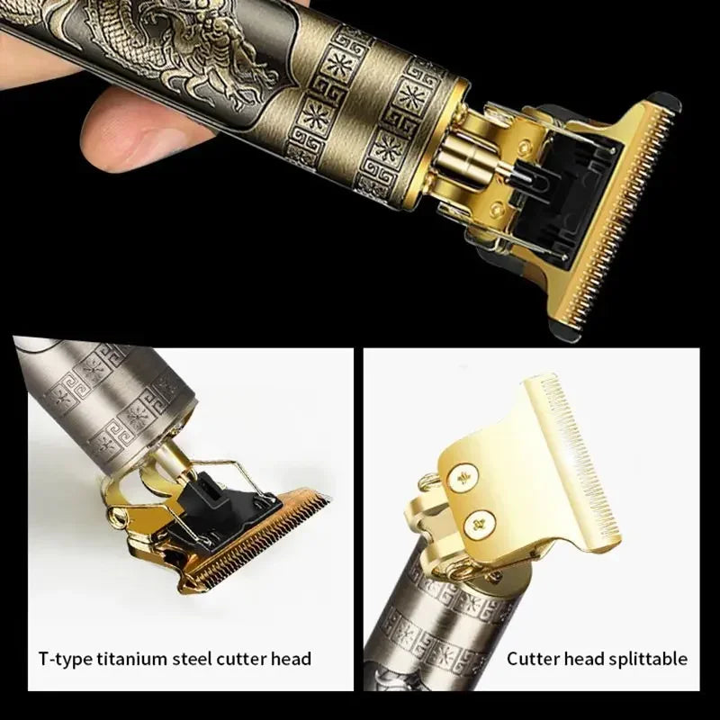 Professional T9 Vintage Electric Rechargeable Hair Clipper Machine