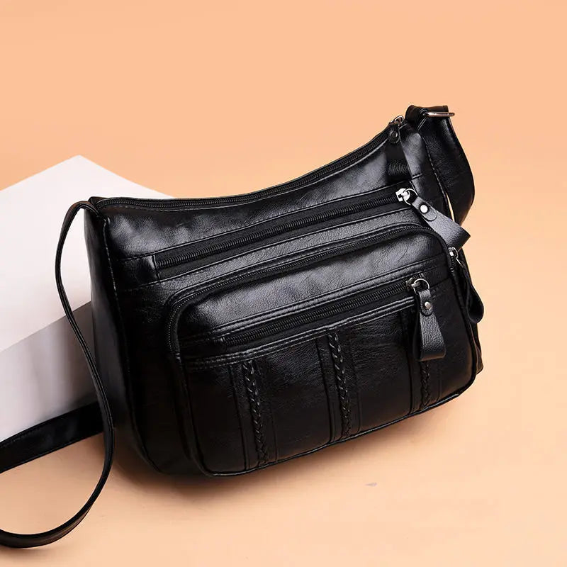 Women's bag Pu multilayered soft leather ladies fashion simple