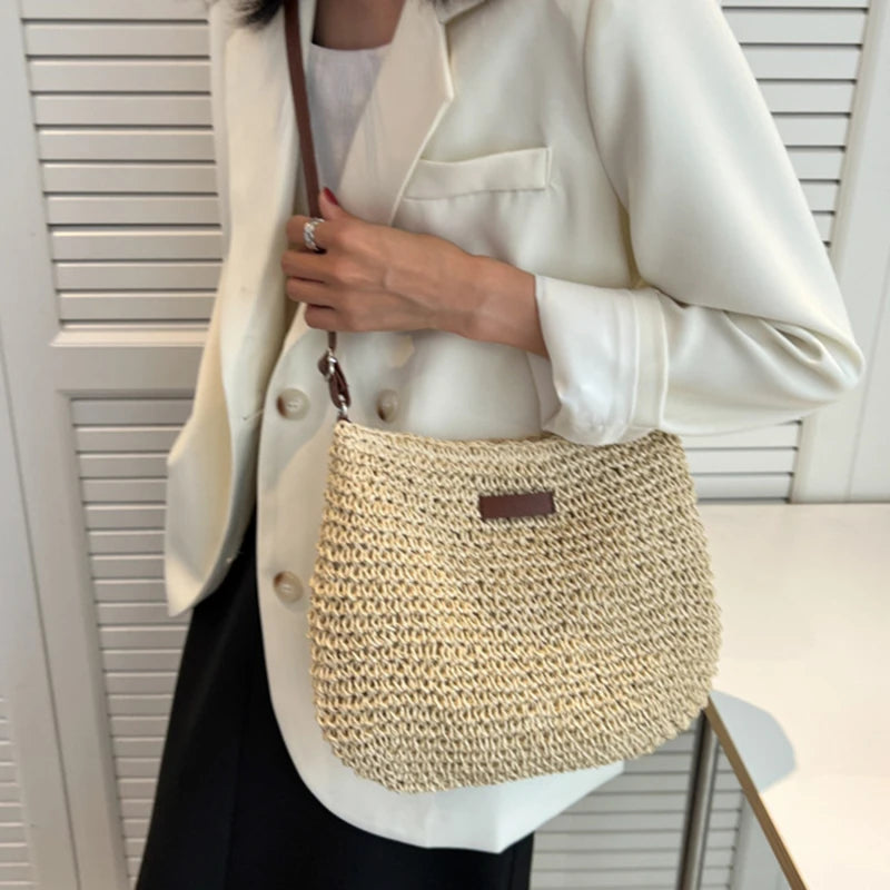Woven Summer Fashion Straw Bag Beach Holiday Crossbody Bag Shopping