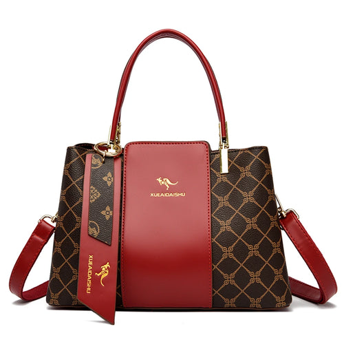 Luxury Handbag Fashion Print Large Capacity Soft Leather Women
