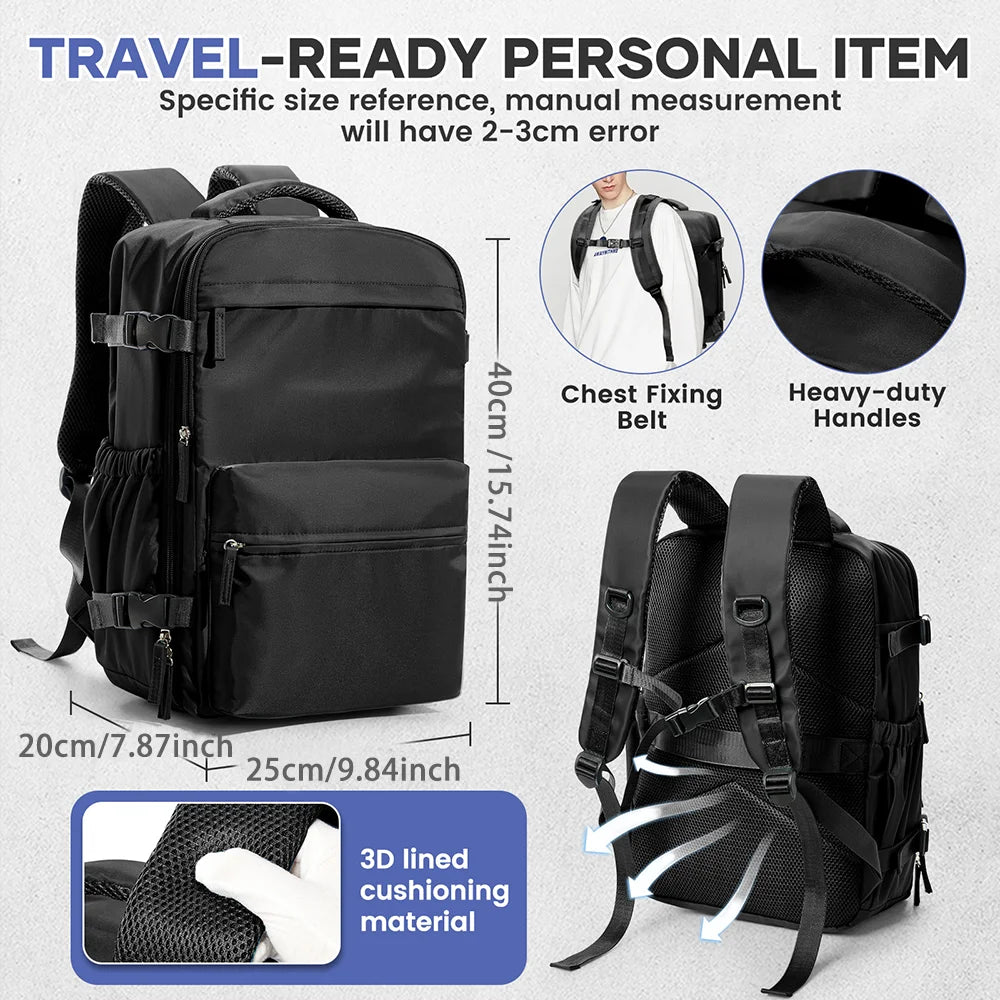 Men Vacuum Compression Backpack 15.6in Laptop Backpack Expand Hiking