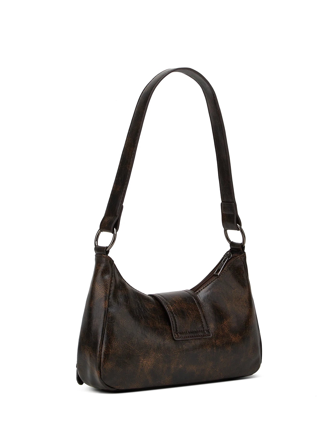 Y2K Retro Style Shoulder Bag, Maillard Pleated Rivet Armpit Bag,