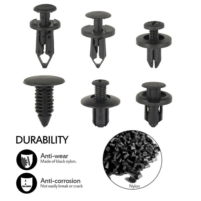 190PCS Set Car Universal Buckle 6 Models Size Fastenr Rivet Clamping