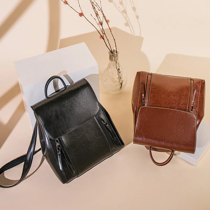Women Backpack Cross body Shoulder Bag Genuine Leather Girls School