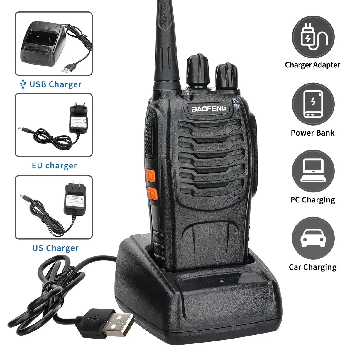 2/4PCS Baofeng BF-888S 12W Walkie Talkie Dual Band Portable Long Range