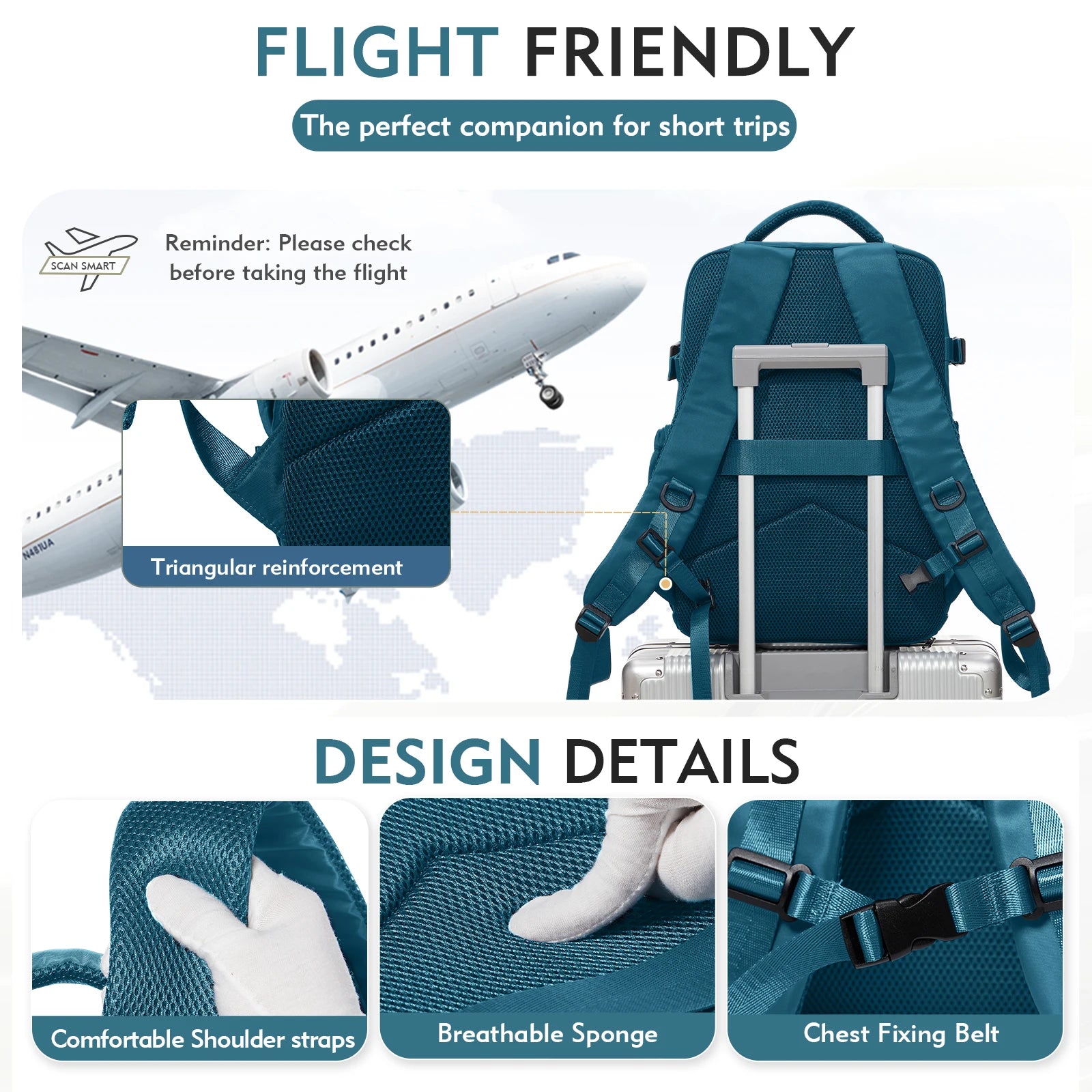 Waterproof Backpacks Travel Backpack Airplane Cabin 45x36x20 Easyjet