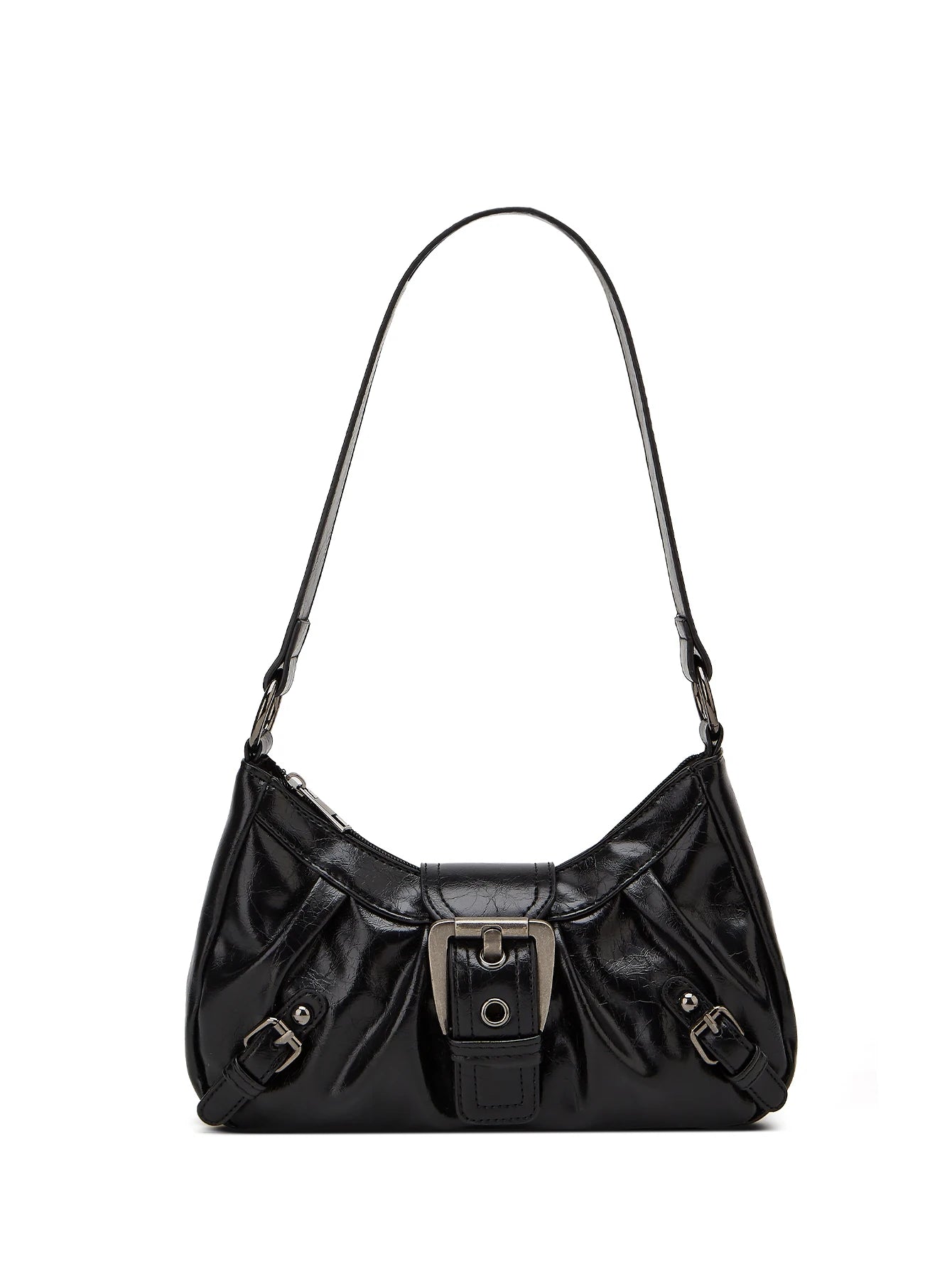 Y2K Retro Style Shoulder Bag, Maillard Pleated Rivet Armpit Bag,