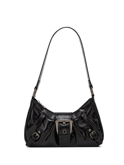 Y2K Retro Style Shoulder Bag, Maillard Pleated Rivet Armpit Bag,
