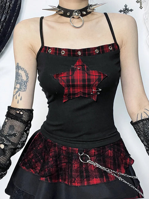 AltGoth Y2k E-girl Vintage Camis Women Mall Gothic Cyber Punk Emo Alt