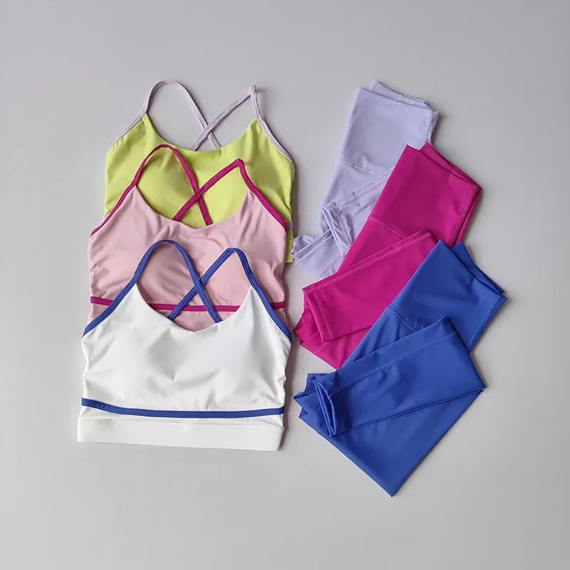 Women's Yoga Set Workout Set 2 Piece High Waist Yoga Leggings Sports