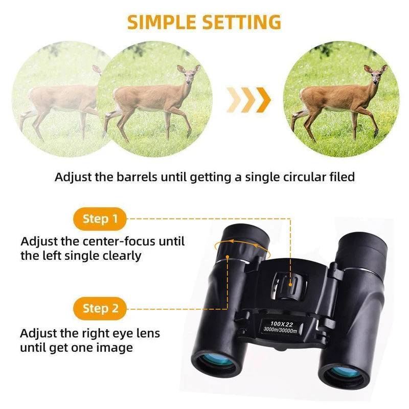100x22 Mini Portable Hd Binoculars 30000m Long Range Folding Bak4 Fmc