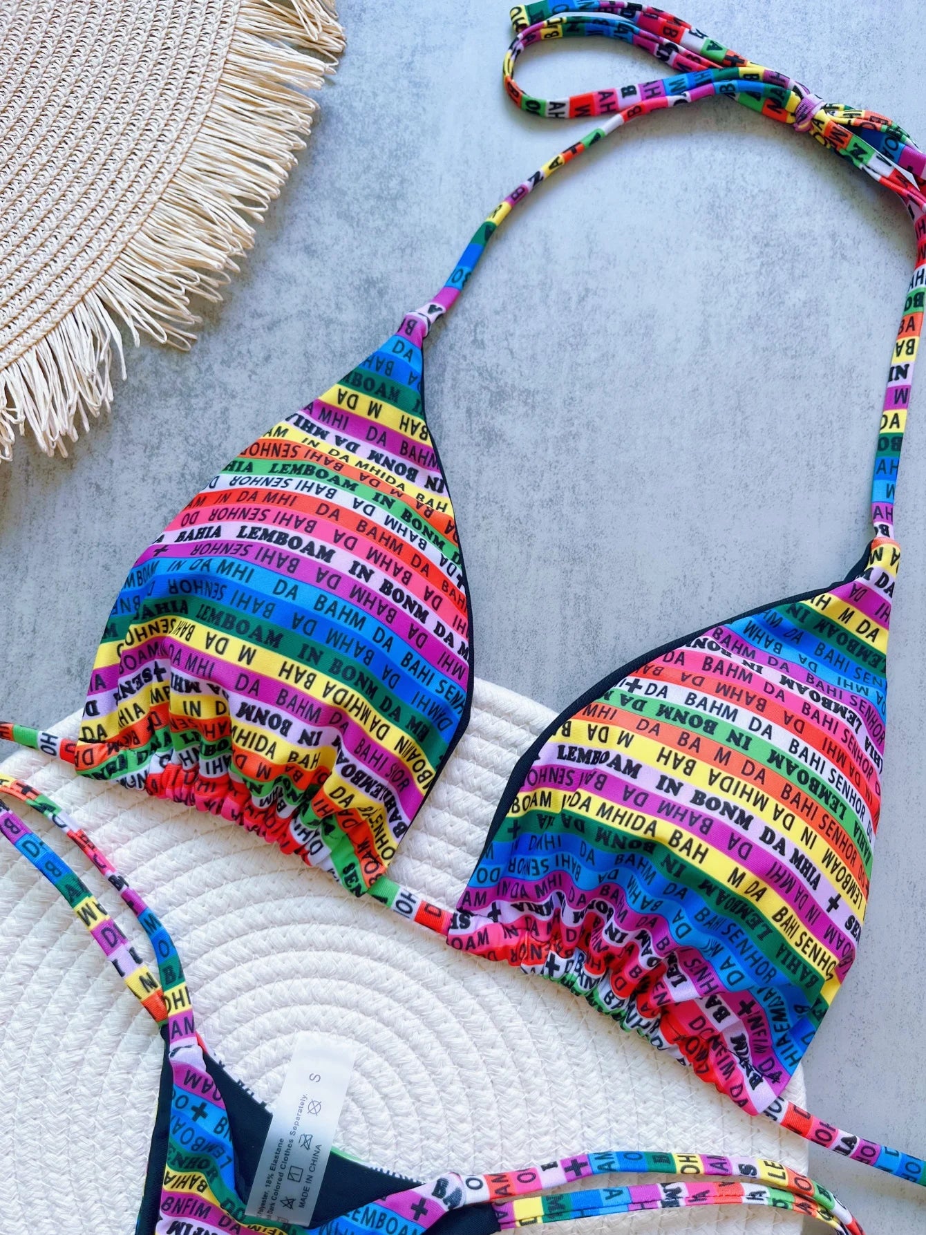 RUOTONSEPT Letters Printed Colorful Mini Thong Bikini Women Swimwear