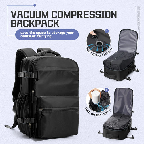 Men Vacuum Compression Backpack 15.6in Laptop Backpack Expand Hiking