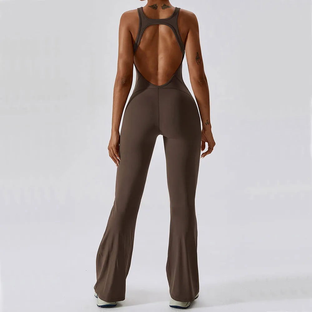 Solid Yoga Jumpsuit One Piece Outfit Fitness Bodysuit Workout Clothes