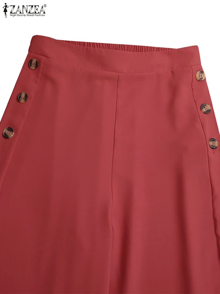 2023 Summer Casual Suit Pants ZANZEA Elegant OL Women Wide Leg Pant