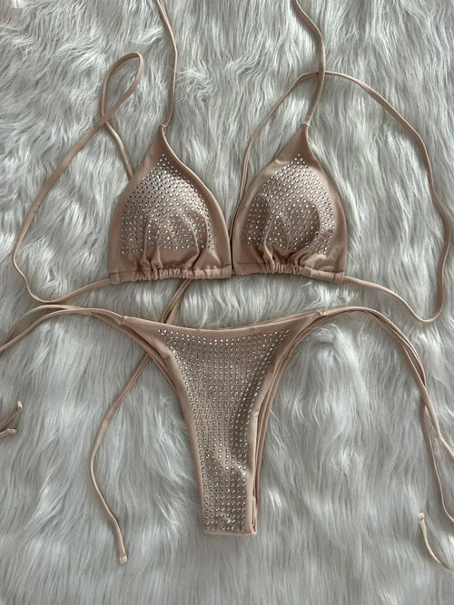 Shiny Sequin Diamond Bikini Women Swimwear Female Swimsuit Two-pieces