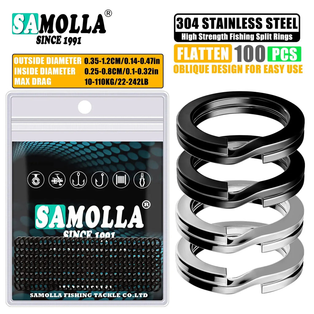 100pcs Fishing Split Rings Stainless Steel 3.5-12MM High Quality