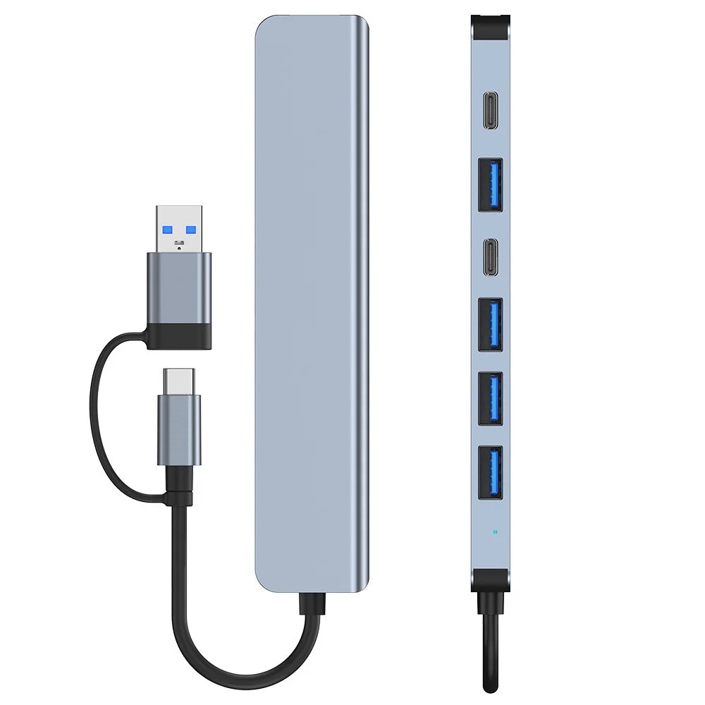USB C Hub USB Hub 3.0, Aluminum 7 in 1 USB Extender, USB Splitter with