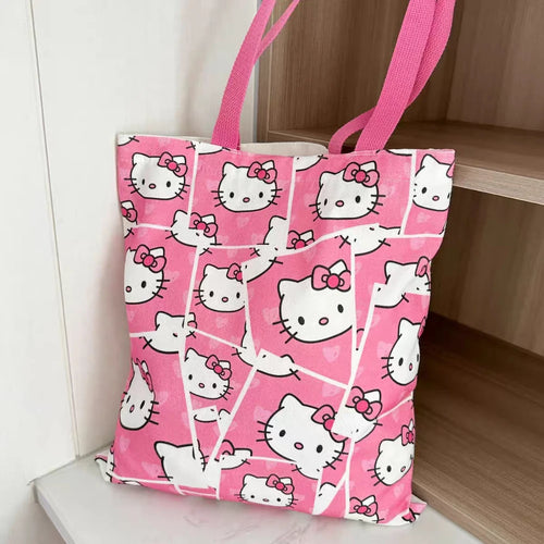 Sanrio Hello Kitty Large Capacity Canvas Bag Cute Cartoon Kt Cat New