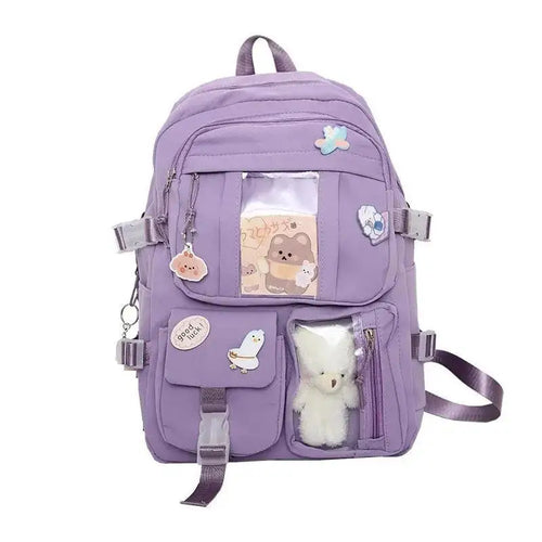Cute Women Backpacks Waterproof Multi-Pocket Nylon School Backpack for