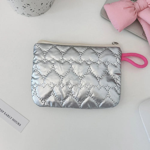 Silver Lingge Bow Pattern Coin Purses Small Canvas Coin Wallet Lady