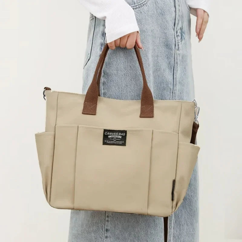 Canvas Ladies Bag Simple Student Large Capacity Horizontal Commuter