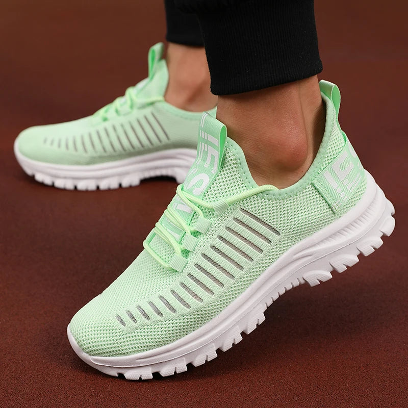 Hot Selling! Tennis Shoes Men Women Elastic Knit Mesh Breathable Upper