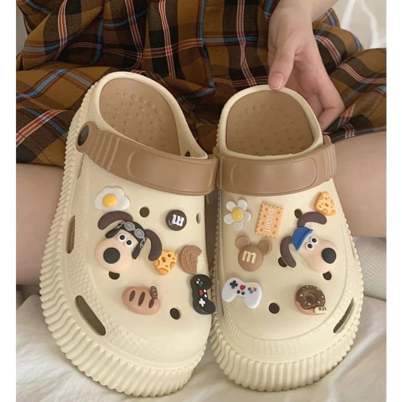 DIY 3D Cute Cartoon Dog Shoe Charms for Clogs Slides Sandals Garden
