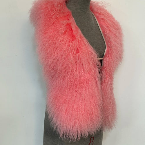 Fluffy Luxury  Real Mongolian Fur Halter Vests Women Solid Deep V-Neck