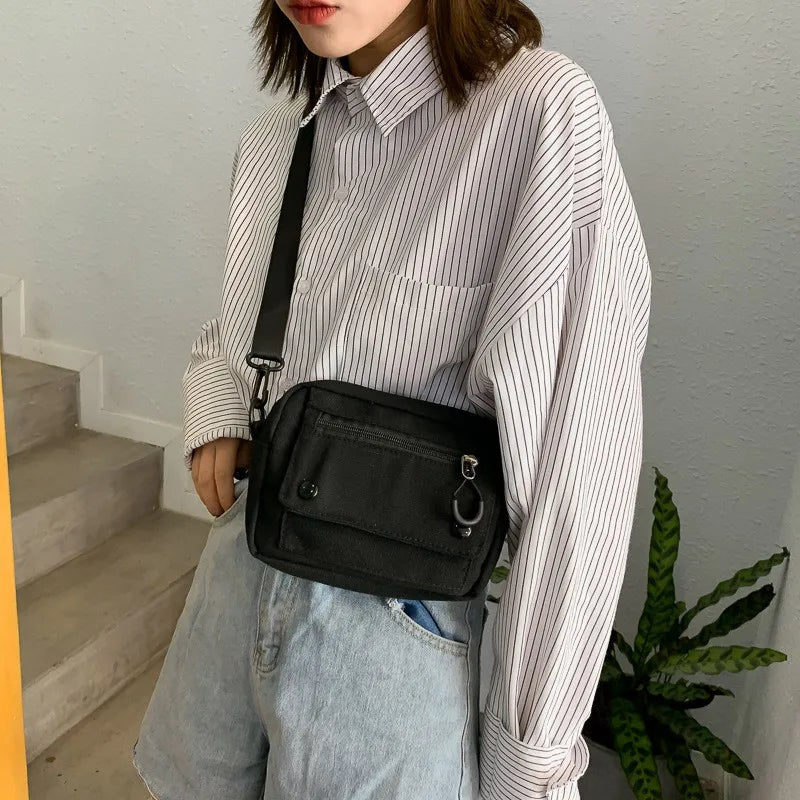 Women Canvas Handbags Korean Mini Student Bag Cell Phone Simple Small