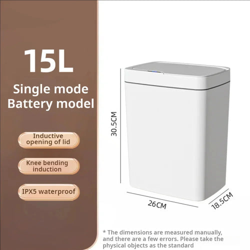 Smart Bathroom Trash Can Automatic Bagging Electronic Trash Can White