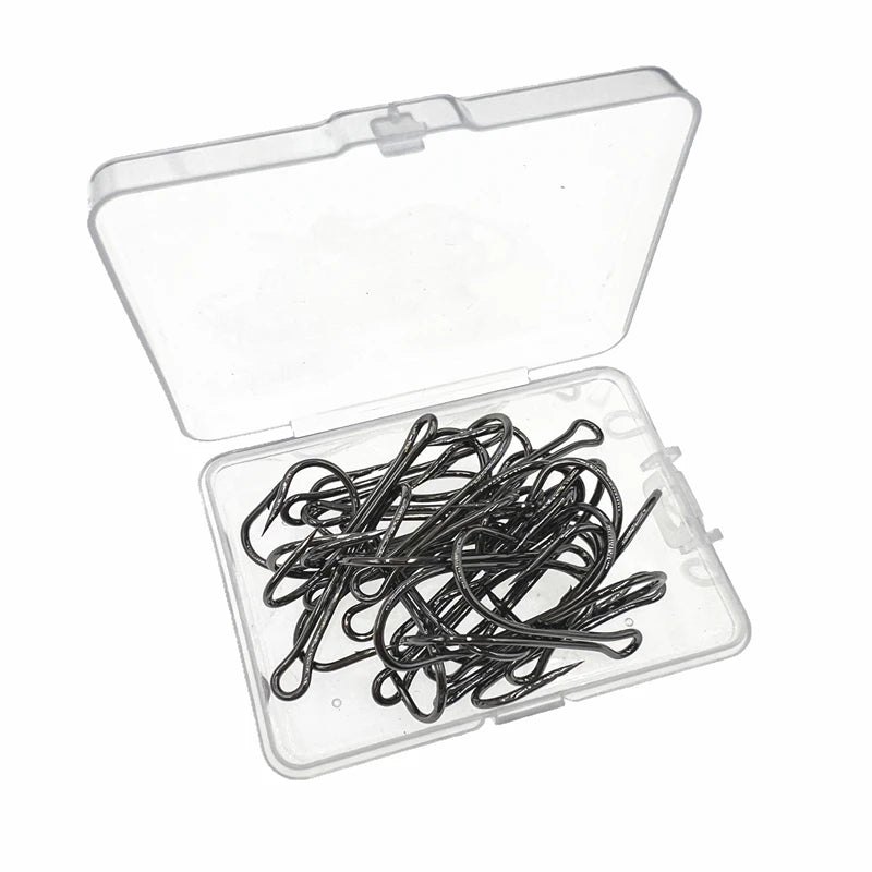 10pcs/box Double Fishing Hook Carbon Steel Crank Barbed Jig Hook for