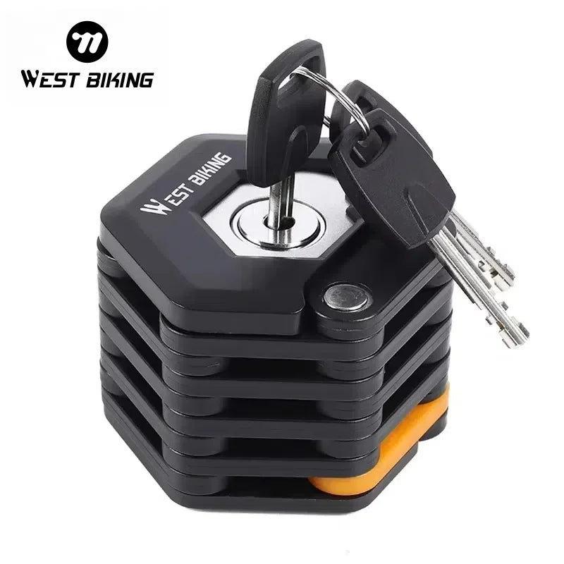 WEST BIKING Bicycle Folding Lock Portable Alloy Steel Anti-theft