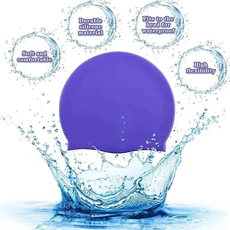 Swimming Cap Silicone Waterproof Swim Hat for Men Women Adult Kids