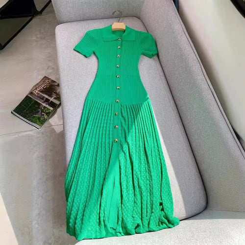YuooMuoo Summer Maxi Dress Women Knit Black Green Long Bodycon Korean