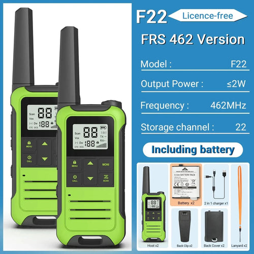 2PCS Baofeng F22 PMR FRS Mini Walkie Talkie Waterproof Type-C