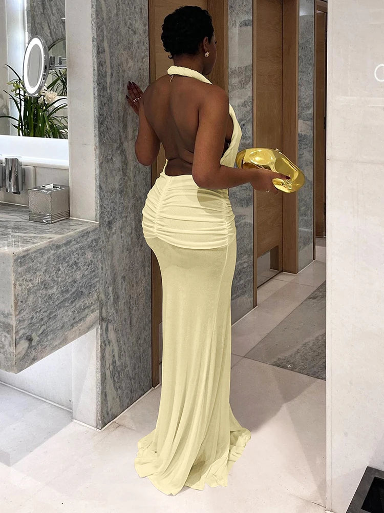 Weird Puss Peach Buttocks Sexy Dress Women Halter 2025 Summer Sexy