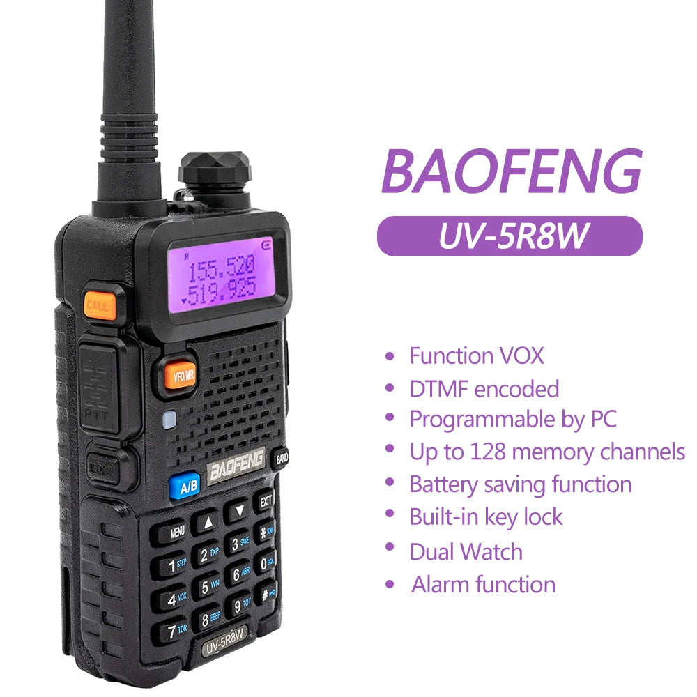 Baofeng Walkie Talkie UV 5R 5W 8W Dual Band Ham Two Way Radio Vhf Uhf