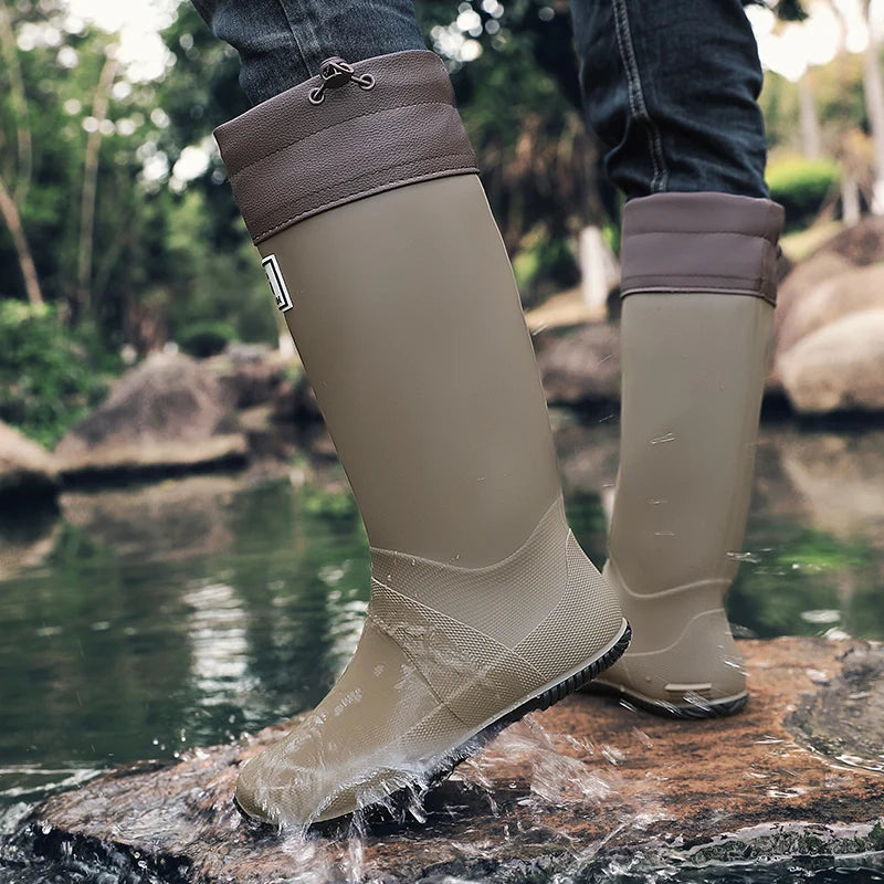 Rain Boots for Men, Fashionable High-Top Rain Boots for Outer Wear,