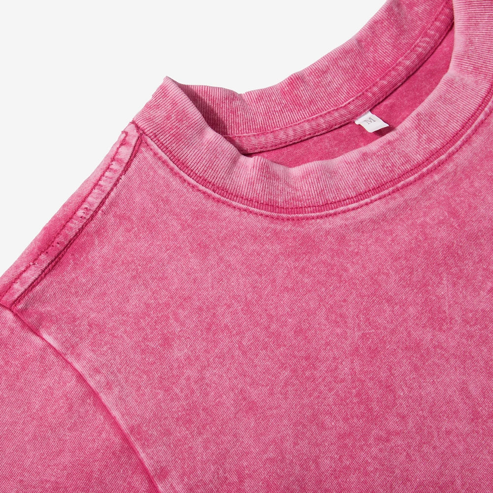 100% Cotton Washed T-Shirts For Women Loose O-Neck Crop Tops Y2k