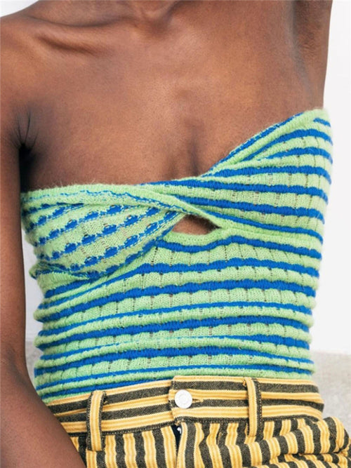 Tossy 2022 Off Shoulder Knit Tube Top Sexy Strapless Backless Bustier
