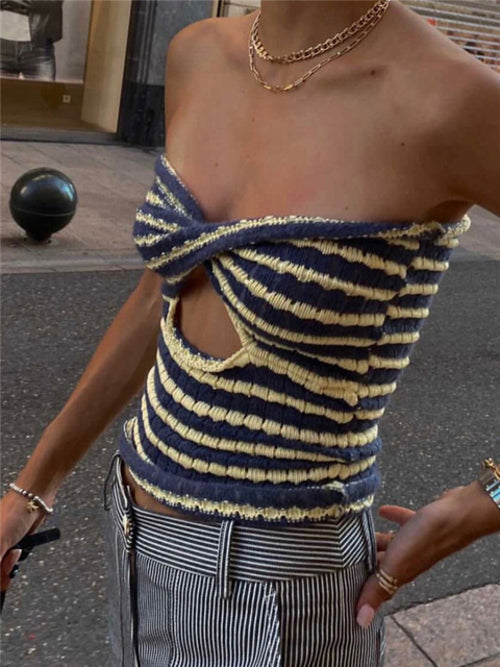 Tossy 2022 Off Shoulder Knit Tube Top Sexy Strapless Backless Bustier
